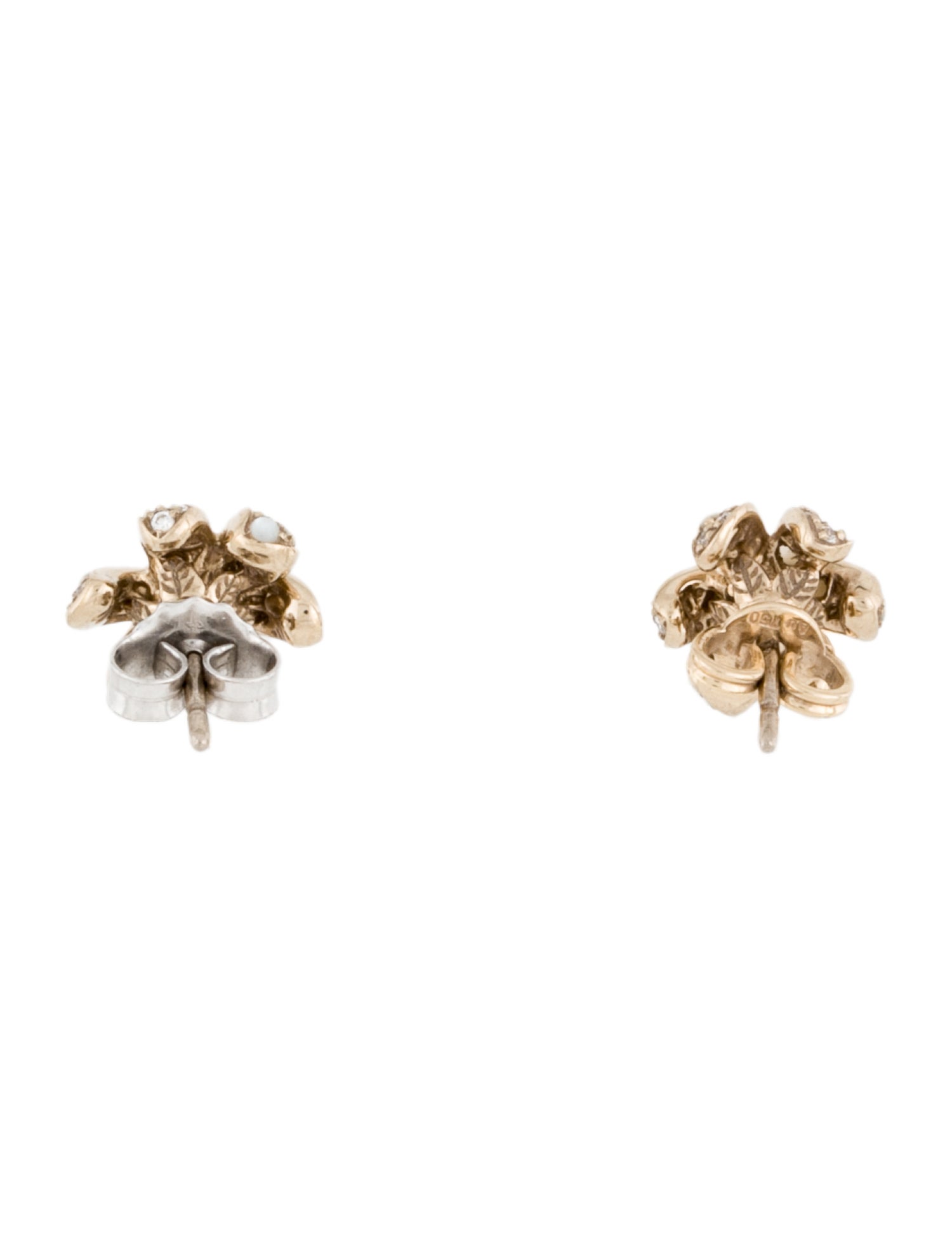 Gucci 18K Mother of Pearl & Diamond Floral Stud Earrings